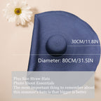 80CM Oversized Beach Straw Hats for Women Floppy, Extra Large Sun Visor Hat Wide Brim Summer Packable Huge Roll Up Big Beach Hat