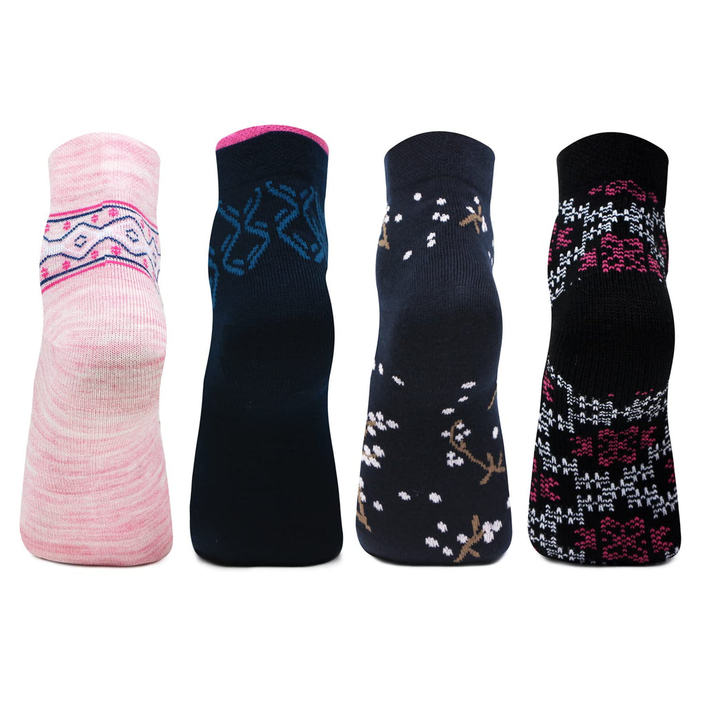 Bonjour Ankle Length Woolen Thumb Socks For Women- Pack of 4