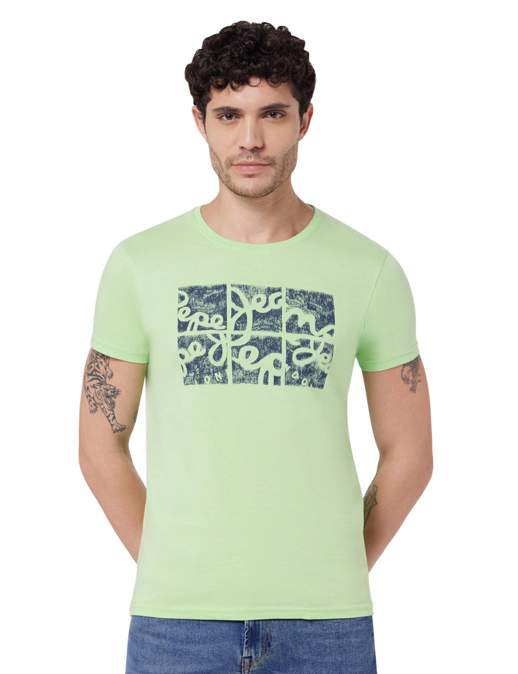 MenS Green Graphic Print T-Shirt