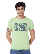 MenS Green Graphic Print T-Shirt