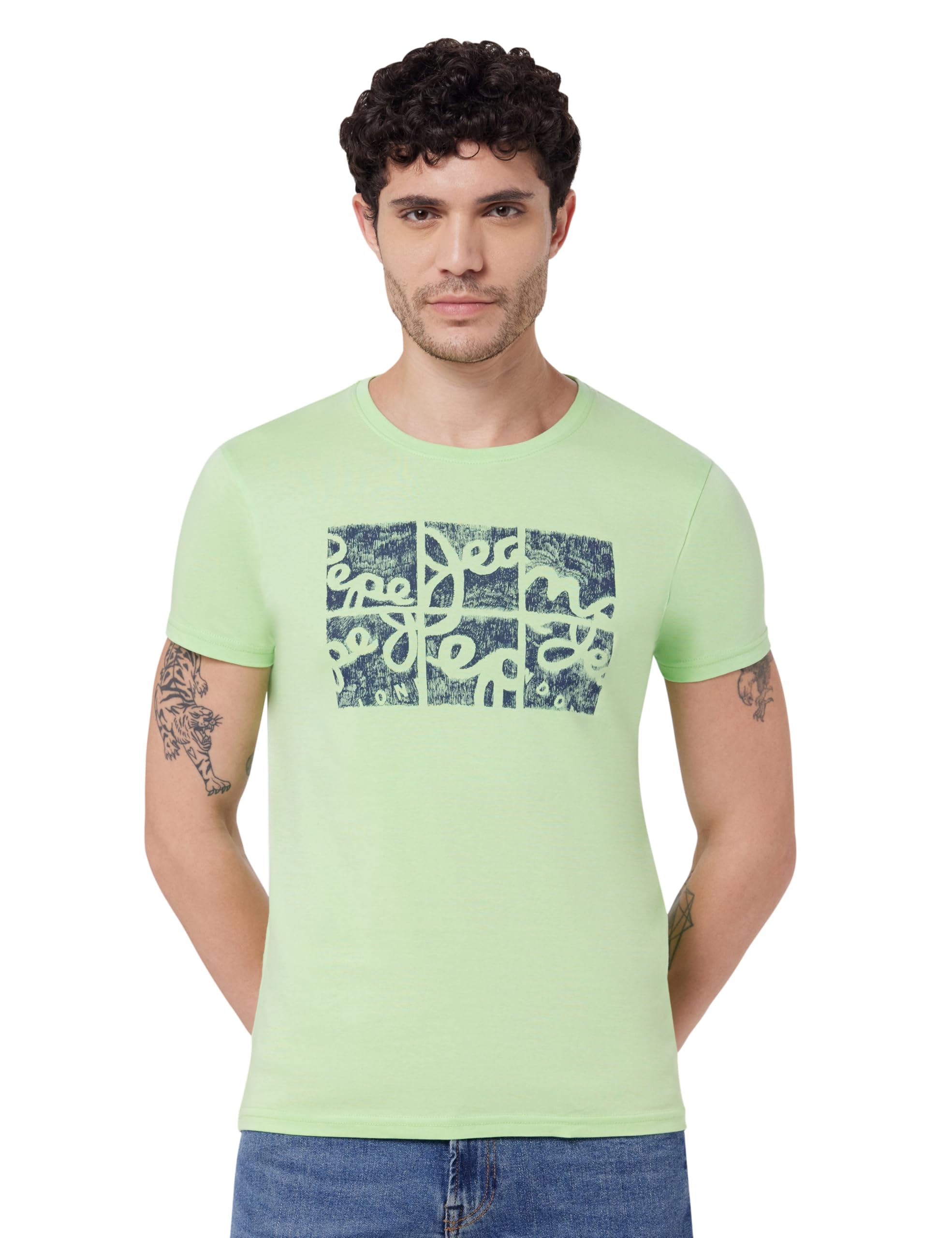 MenS Green Graphic Print T-Shirt