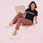 Enamor Womens Striped Relaxed Fit T-Shirt (E3S5_Jet Black/Red Strips