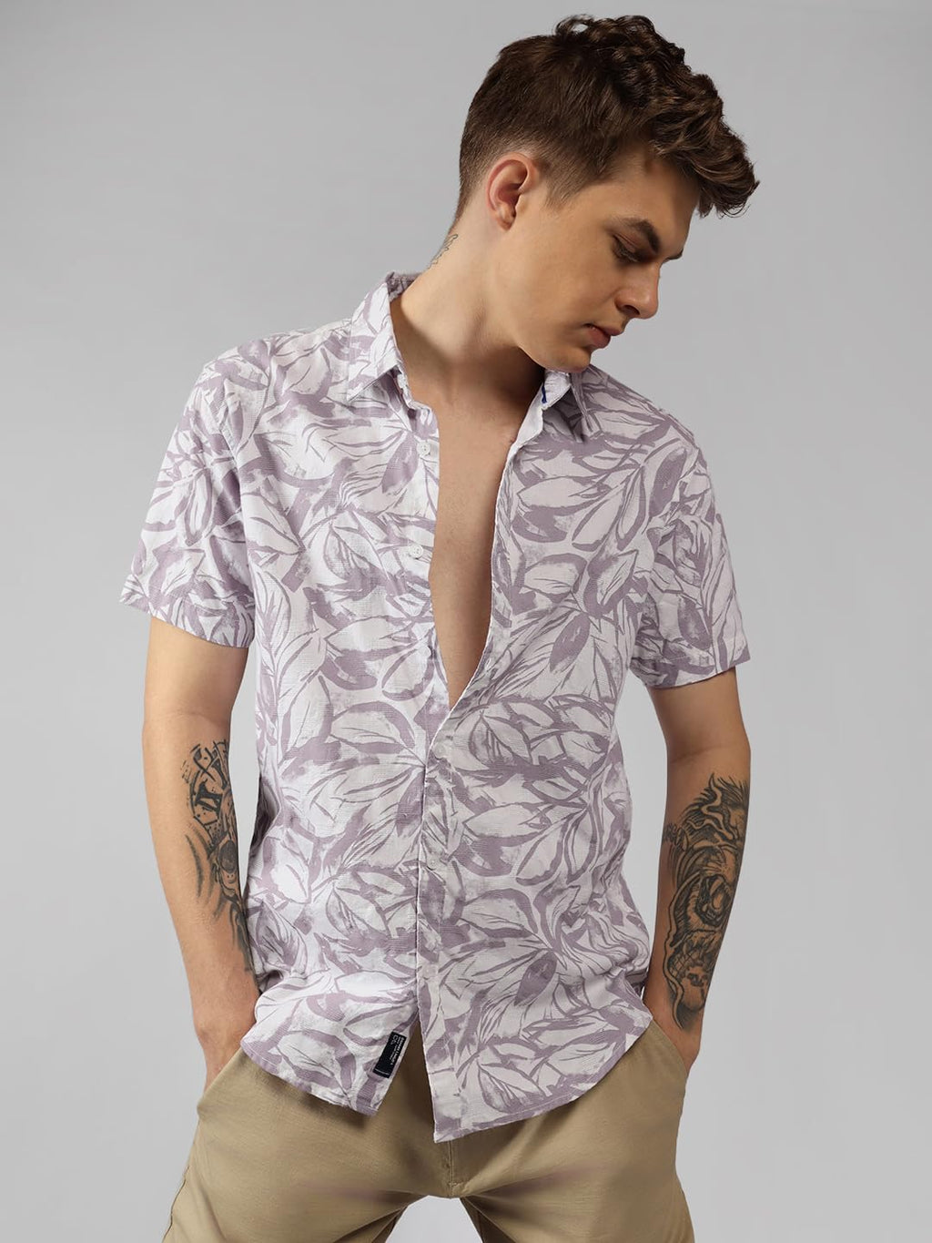 Dennis Lingo MenS| Pink| Half Sleeve| Spread Collar| Printed| Regular Fit| Casual Shirt