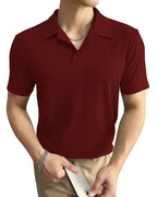 I ENTERPRISE Cotton Blend Regular Fit Round Spread Collar Solid Short Sleeve T-Shirt for Men & Boys Color :- Maroon Size :-XL