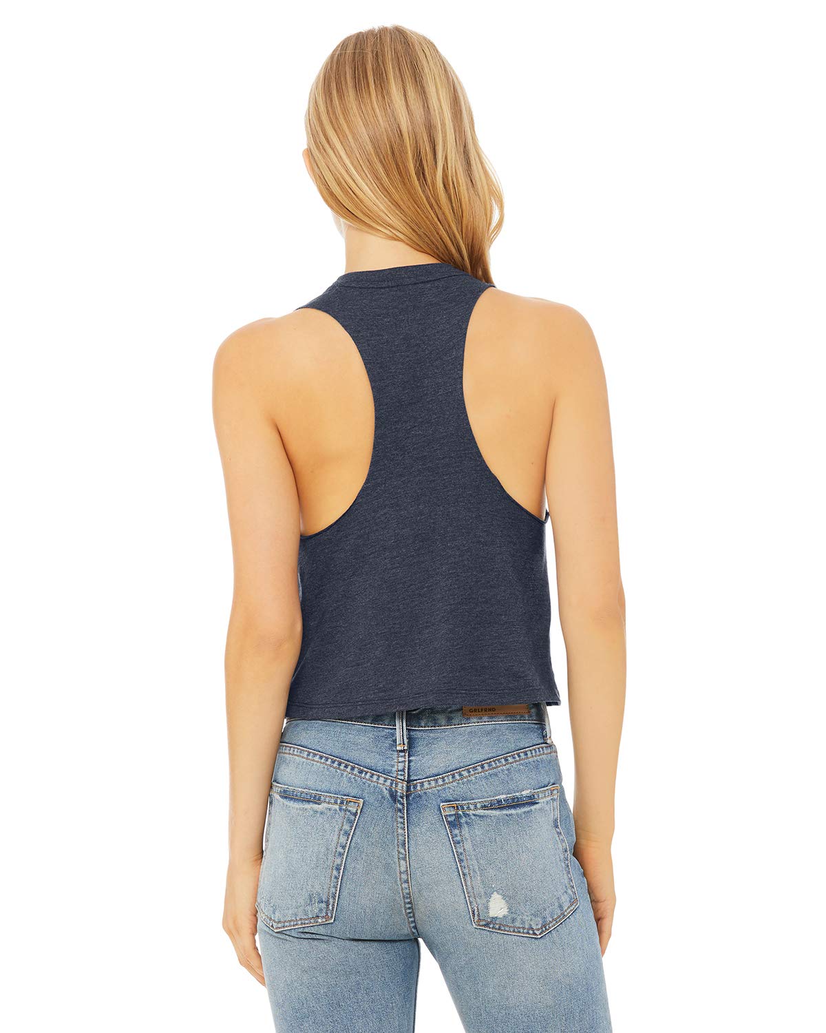 Ladies Racerback cropped Tank - HEATHER OLIVE - S(D0102H7WYBT)