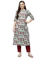 Stylum Women'S Printed Cotton A-Line Kurta (Aliceice36_Turquoise Blue, S)