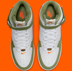 Nike mens Air Force 1 Mid Qs, White/Oil Green/Sail/Total Ora, 11.5