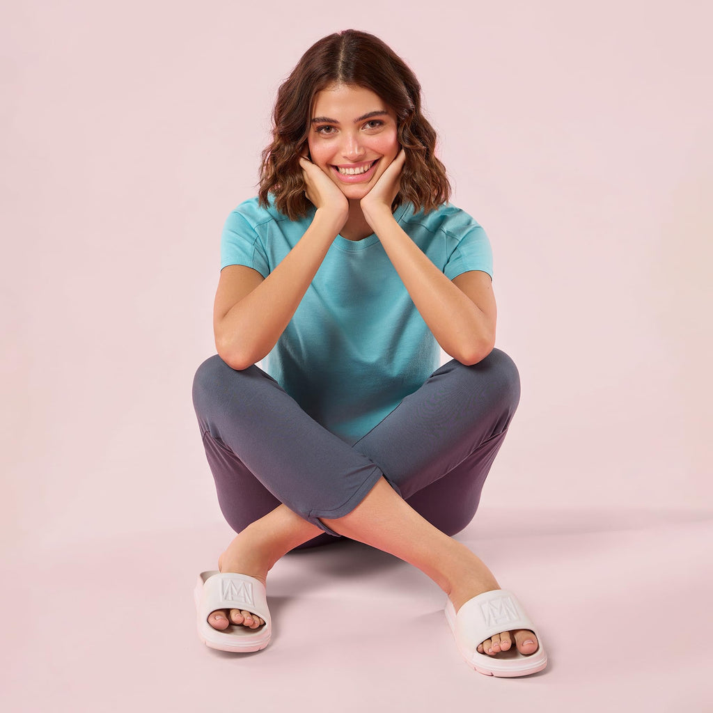Enamor E048 Tapered Lounge Pants with Drawstring Details with Metal Ends