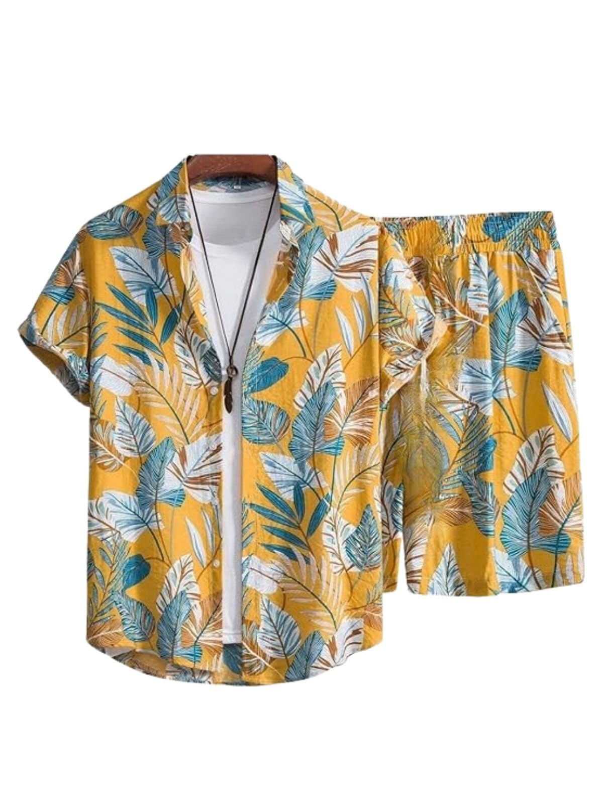 Leriya Fashion Mens Rayon Printed Co-Ord Set, Multicolour, Xl