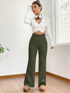 Tee Projekt Trousers for Women | Womens High-Waisted Pant | Women Trousers Pants Olive