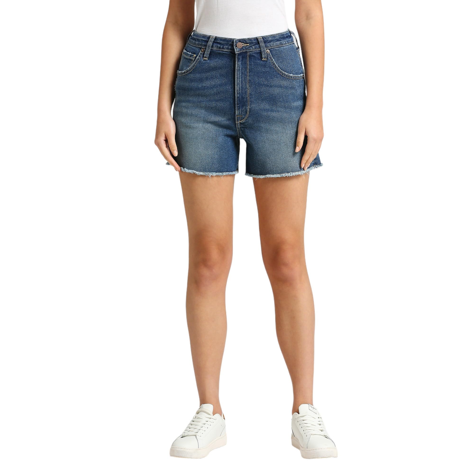Pepe Jeans WomenS Boyfriend Shorts (Pl801152J678_Med Used_Mid Indigo Blue