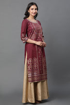 Aurelia Womens Fairway Abstract Printed Pure Cotton Kurta_23AUA14528-507330_L