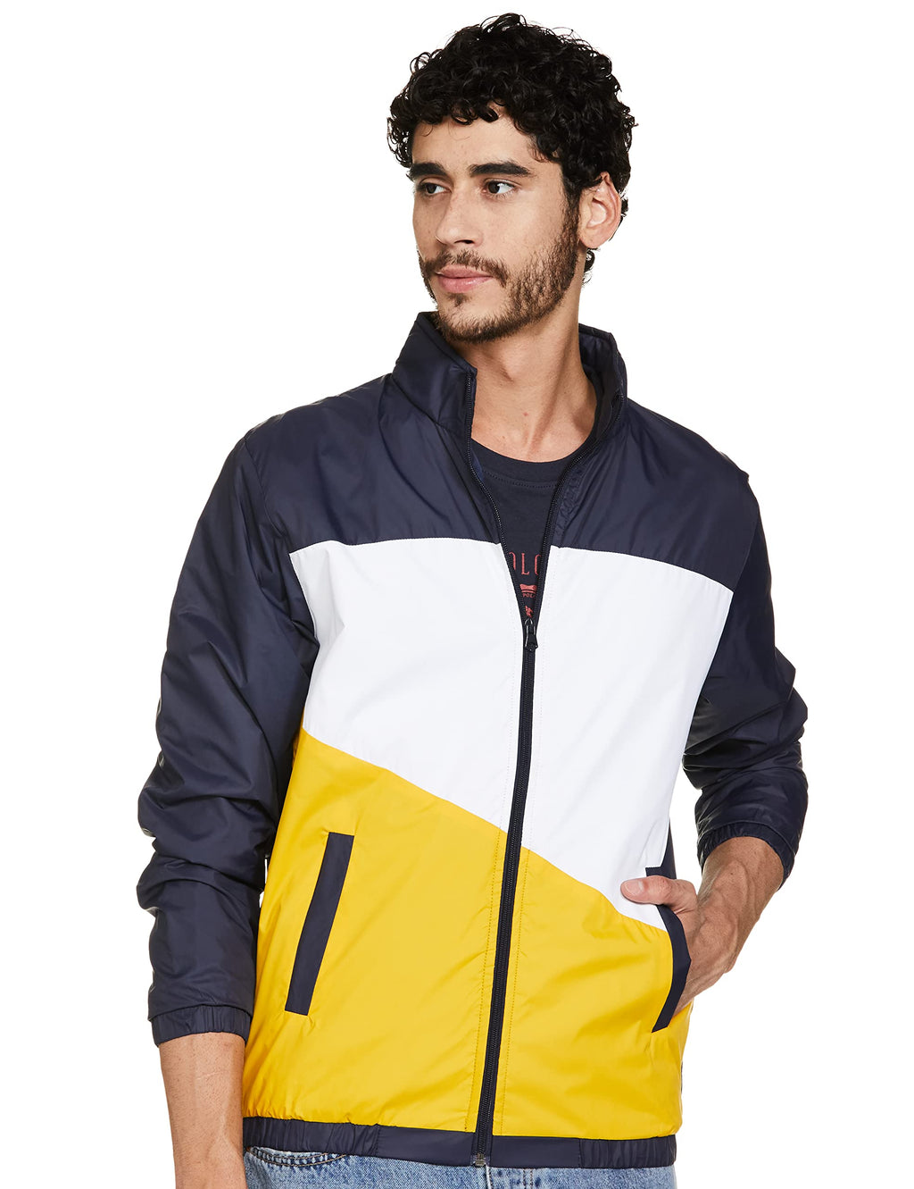 Dennis Lingo Polyester Regular Fit Full Sleeves MenS Color Block Shell Jacket With 2 Pockets - Lightweight Casual Winterwear Fo