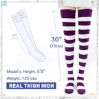 Kayhoma Extra Long Cotton Stripe Thigh High Socks Over the Knee High Socks