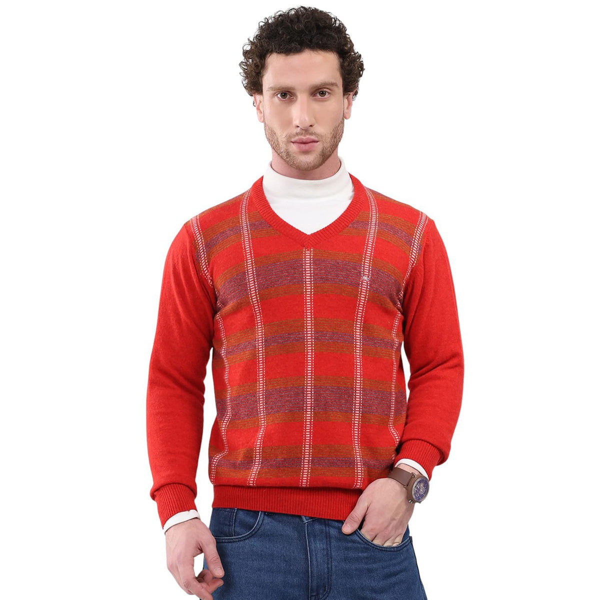 Monte Carlo MenS Regular Fit Printed VNeck Full Sleeve Pullover | Stylish Graphic Design | Soft Warm Knit | Stylish Wear Sweate 2