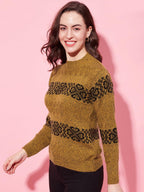 Modeve Women Striped Sweater for Winter||Winterwear|| Tan