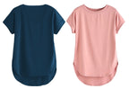 Fabricorn Combo Of Plain Airforce Blue V-Neck And Dusty Rose Round Neck Up And Down Cotton Tshirt For Women (Airforce Blue And D