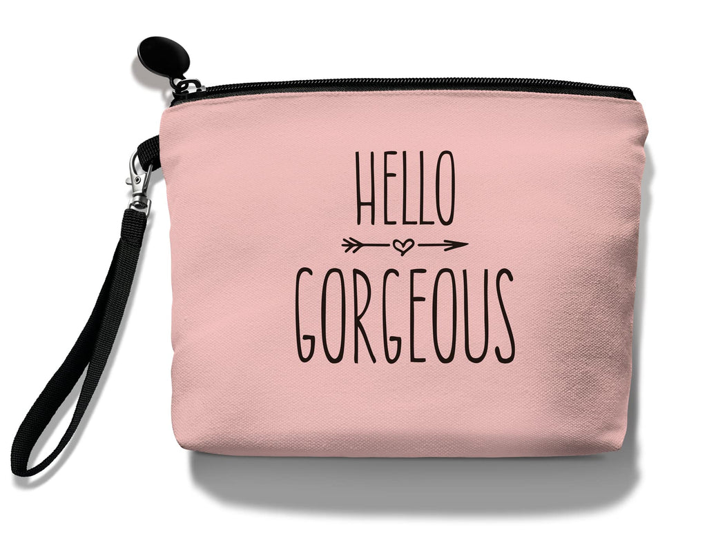 Hglian Hello Gorgeous Makeup Cosmetic Bag Cute Zipper Wristlet Pouch for Purse Travel Accessories Organizer Birthday Gifts for W