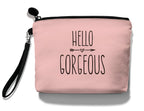 Hglian Hello Gorgeous Makeup Cosmetic Bag Cute Zipper Wristlet Pouch for Purse Travel Accessories Organizer Birthday Gifts for W