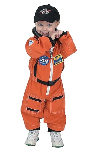 Aeromax Jr. Astronaut Suit with Embroidered Cap, Size 8/10 Orange