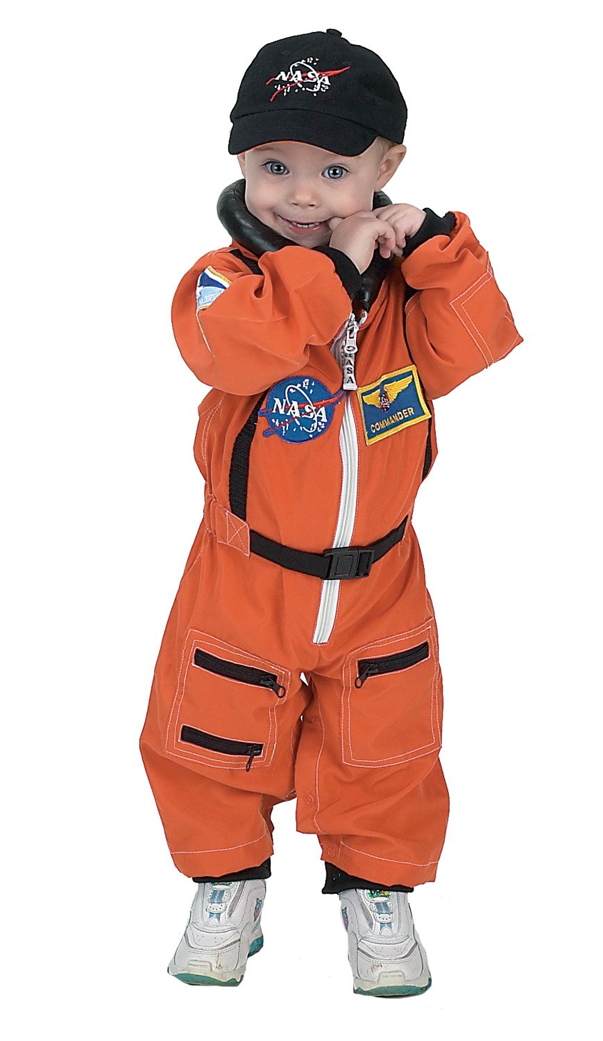 Aeromax Jr. Astronaut Suit with Embroidered Cap, Size 8/10 Orange