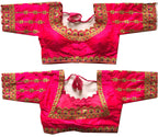 Pujia Mills Womens Silk Floral Half Sleeve Regular Blouse (Hariyali Blouse Pink 38)