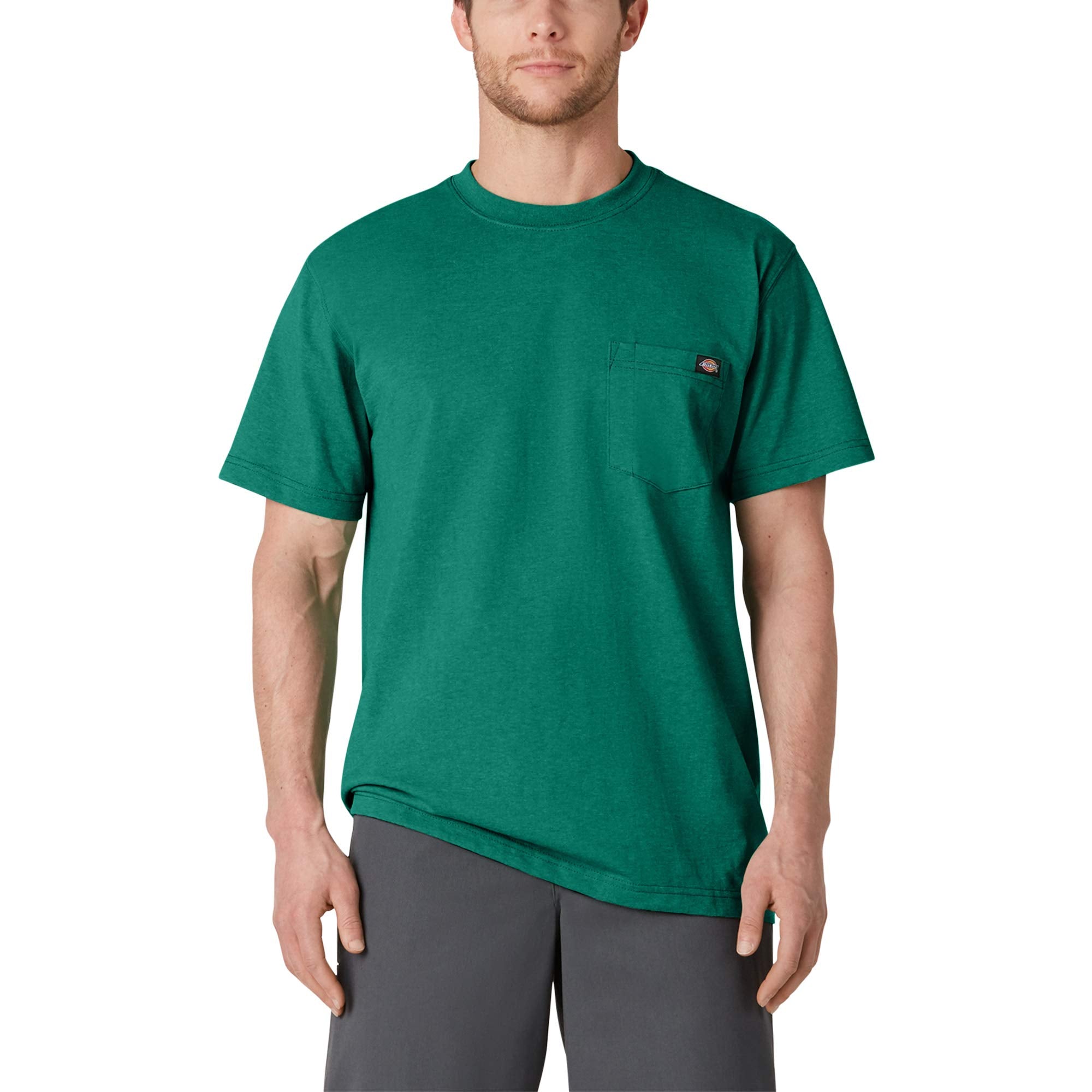 Dickies Men's Big & Tall Heavyweight Crew Neck Short Sleeve Tee Big, Green Heather, XX-Large Tall