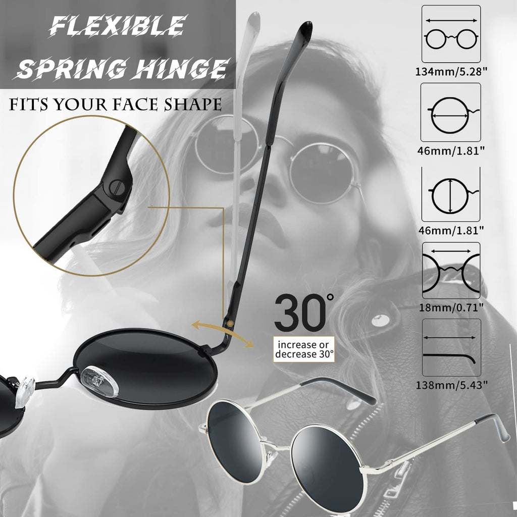 Joopin Round Sunglasses Circle Hippie Sun Glasses Polarized UV400 Trendy Teashade Circular Shades for Women Men Halloween Costum