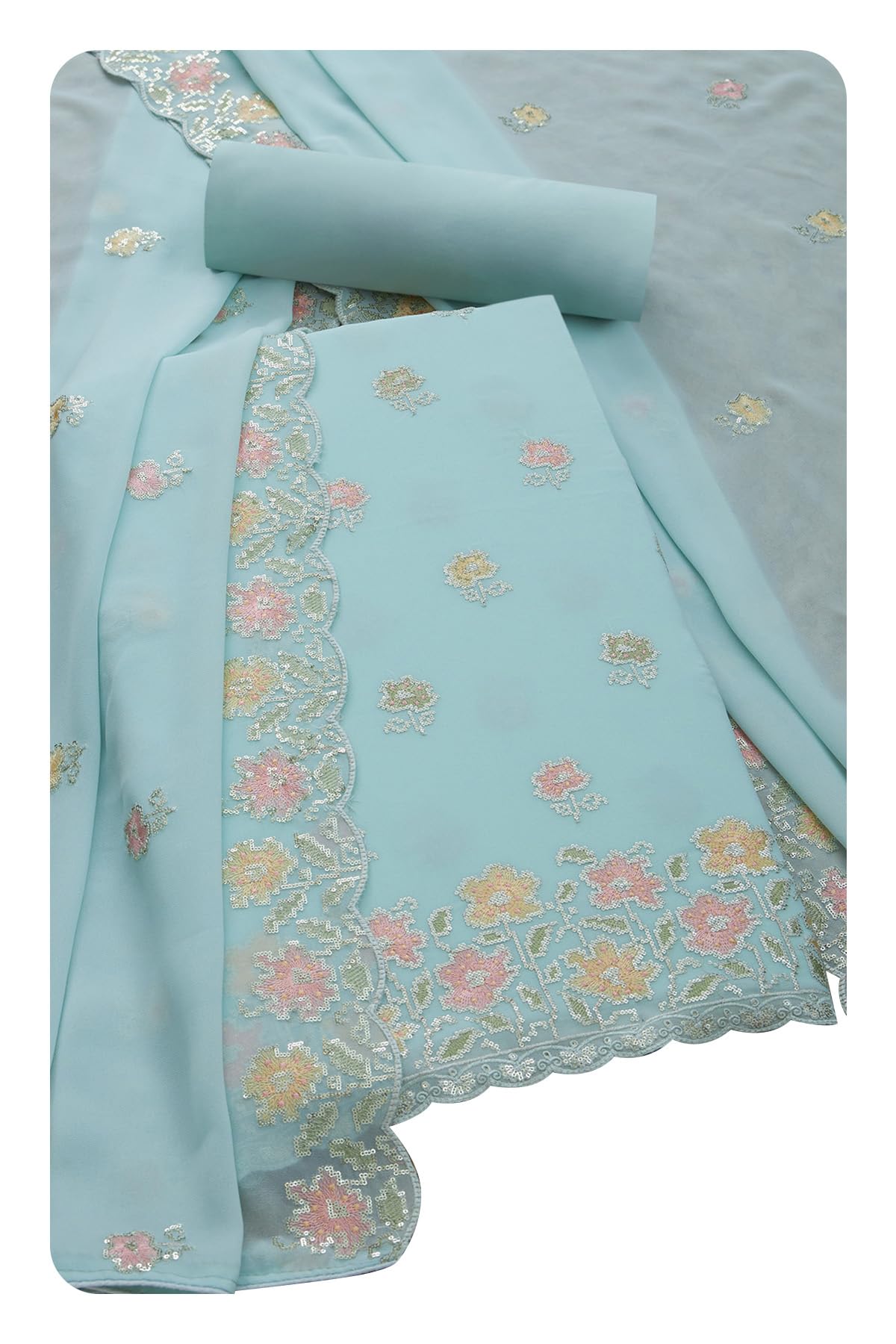 Soch Women Georgette Floral Print Unstitched Dress Material with Sequins