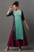 Aurelia Womens Viscose Regular Kurta (24FEA14530-507307_Navy Blazer)