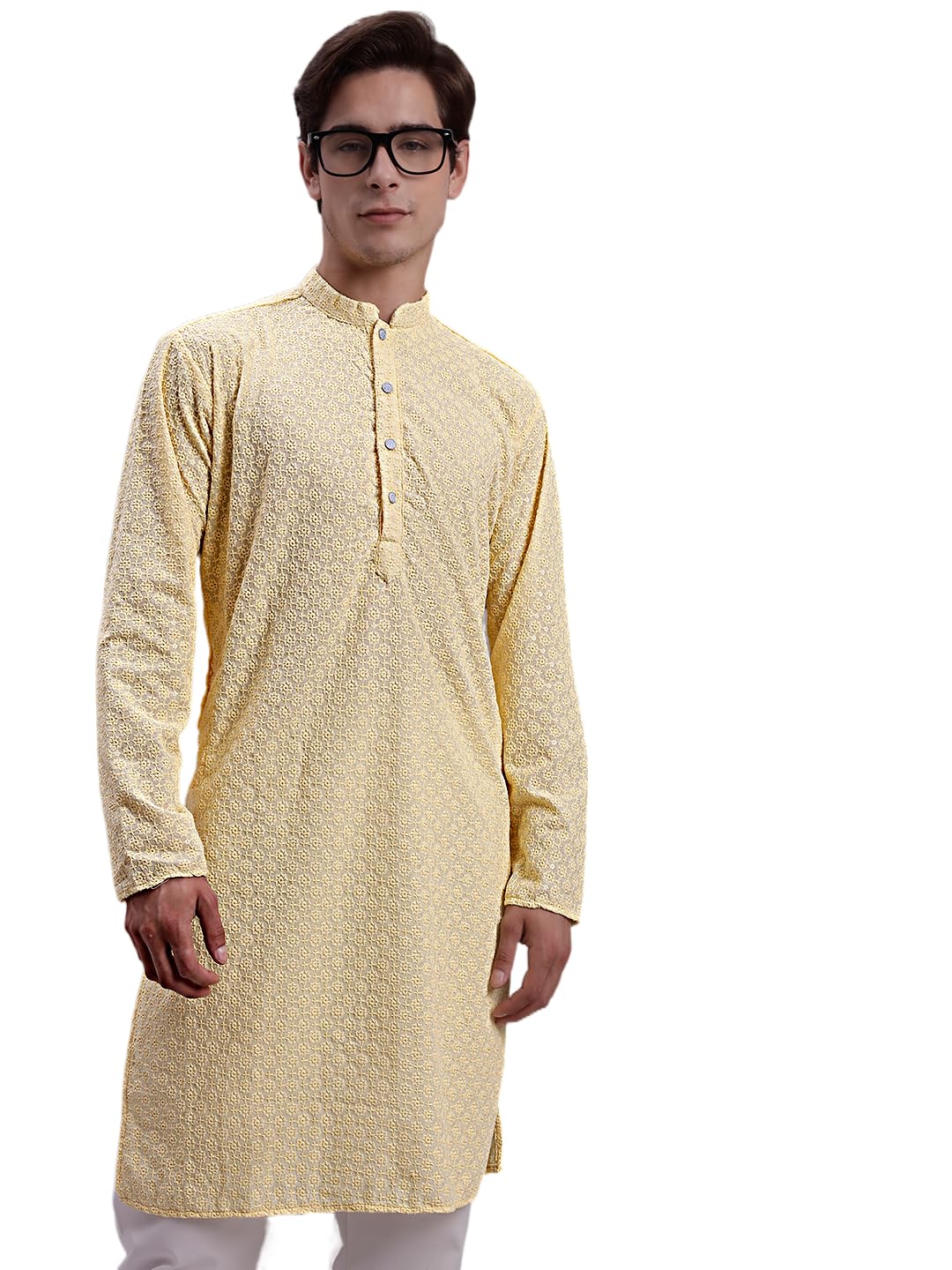 Jompers Mens Embroidered Chikankari And Sequins Kurta
