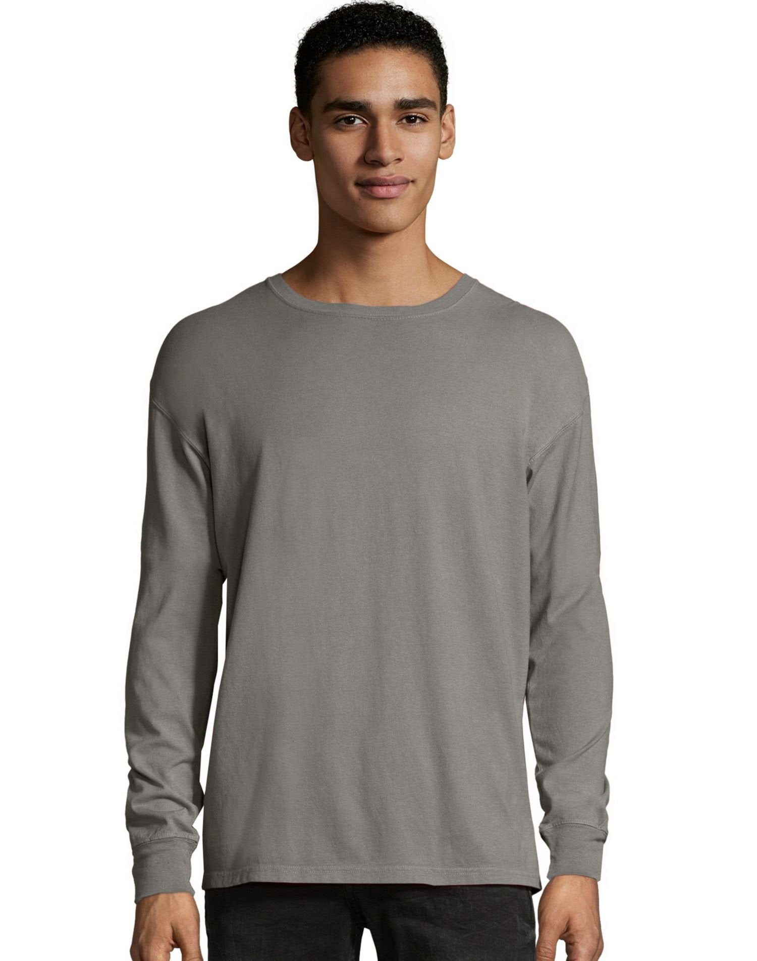 Unisex garment-Dyed Long-Sleeve T-Shirt - BLAcK - S(D0102H7KYP6)