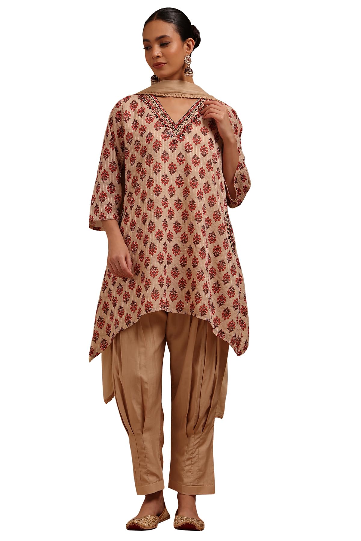 Soch Women Georgette Floral Print Suit Set with Mirror Work