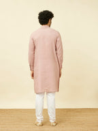 Manyavar Mens Quartz Pink Chequered Patterned Kurta