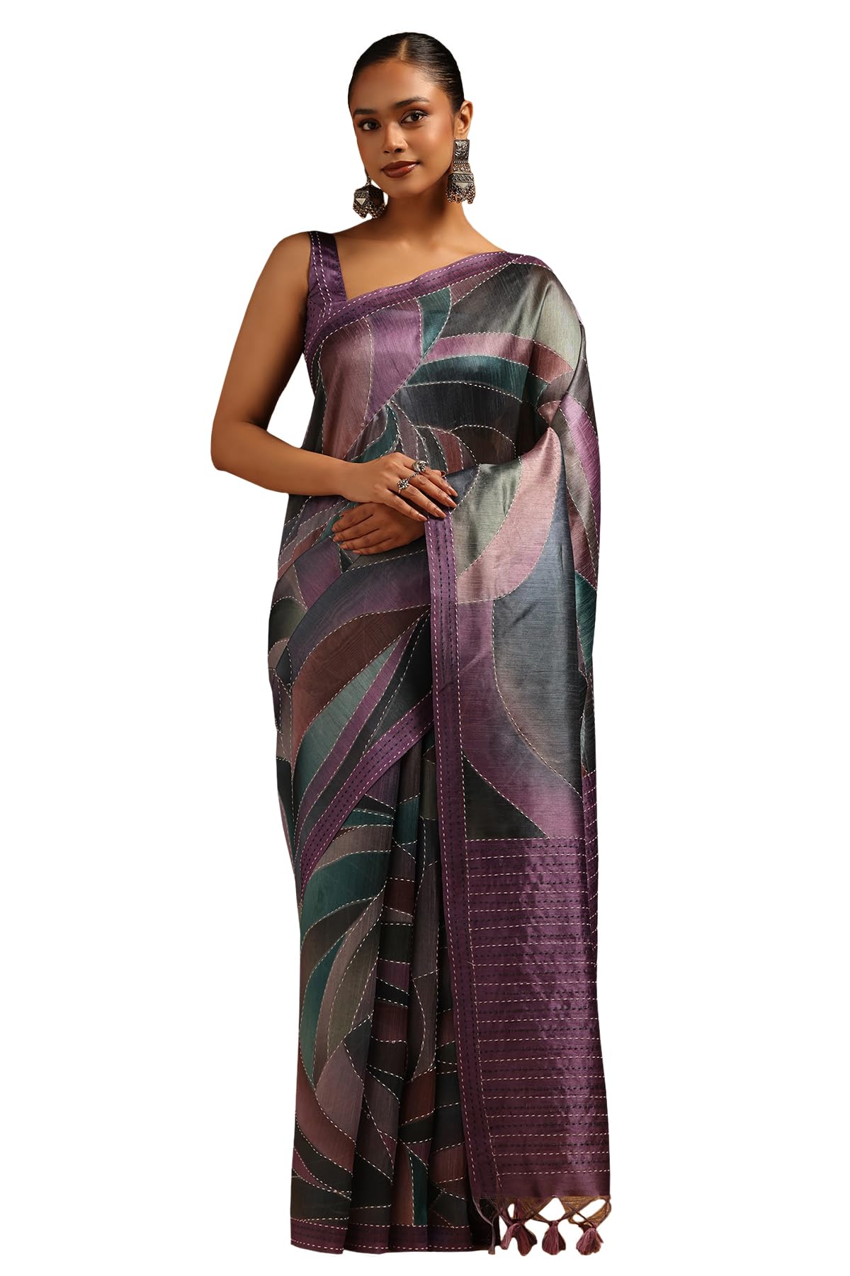 Soch Women Tussar Abstract Saree with Thread Work