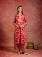 Libas WomenS Silk Blend Printed Kurta Sets (34863_Red