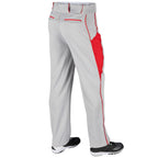 CHAMPRO Triple Crown OB2 Open-Bottom Loose Fit Baseball Pants with Adjustable Inseam and Reinforced Sliding Areas, Grey, Scarlet