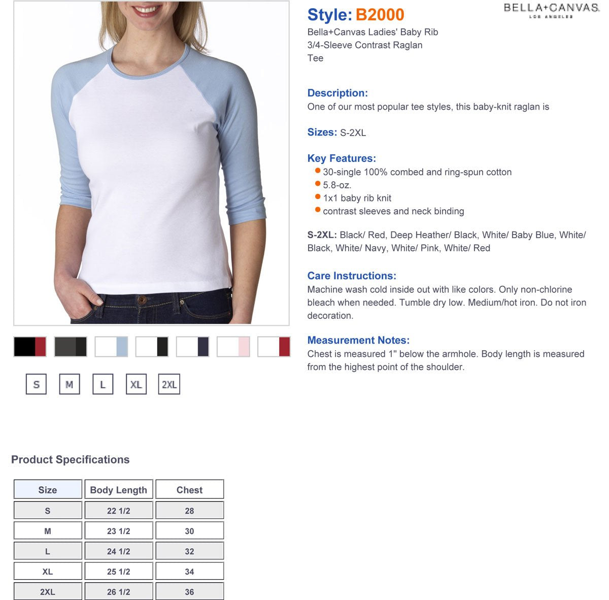 Ladies Baby Rib 34-Sleeve contrast Raglan T-Shirt - DEEP HTHR BLAcK - S(D0102H78Z0T)