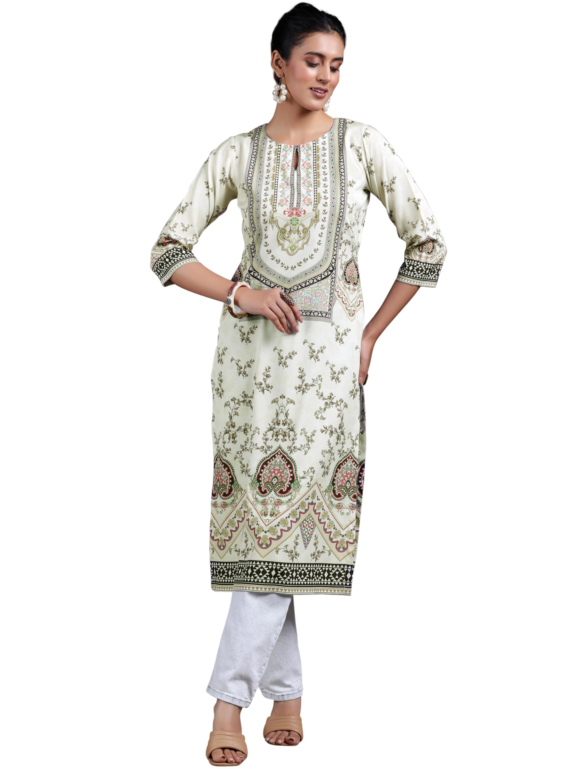 Libas WomenS Crepe Regular Kurta (29253_Beige