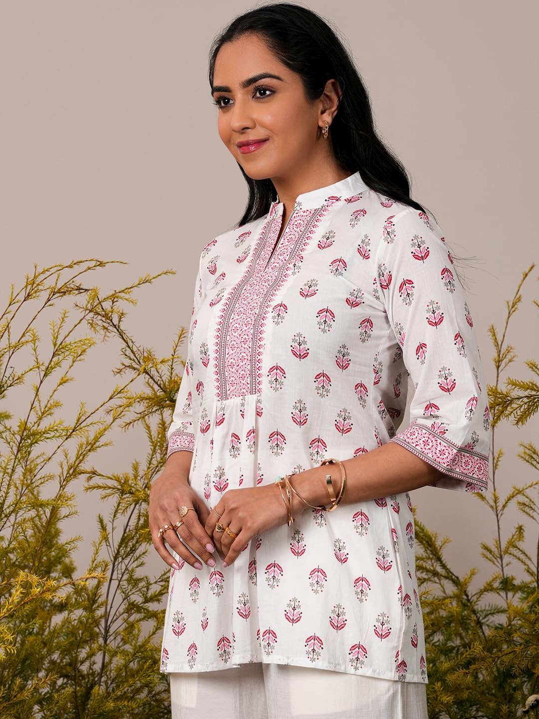 Libas WomenS Pure Cotton Printed Straight Kurtis (26867_White