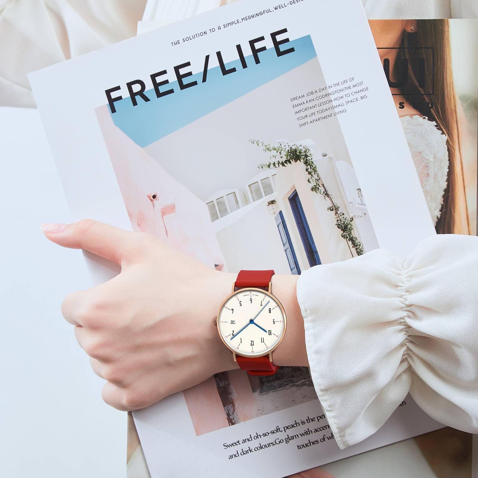 WOCCI 16mm Silicone Watch Band, Quick Release Rubber Replacement Strap with Black Stainless Steel Buckle (Christmas Red)