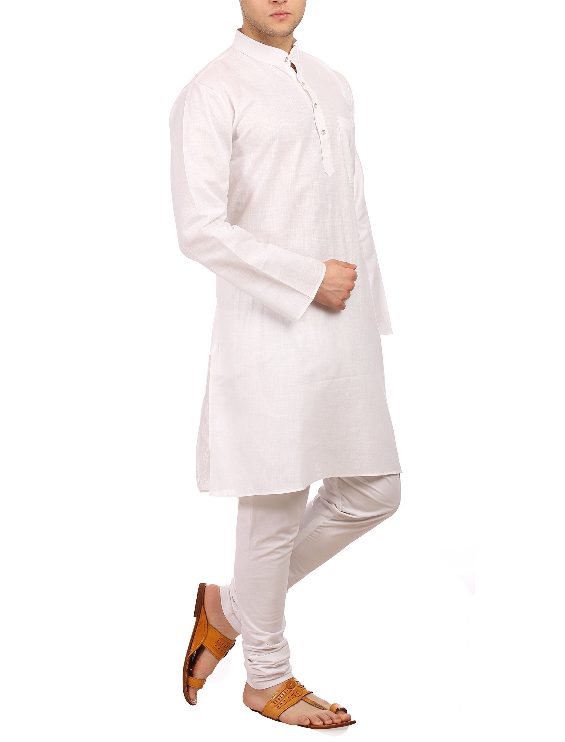 Wintage Men'S Cotton Silk Festive And Casual White Kurta Churidar Pajama Pyjama