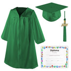 Class Act Graduation Shiny Kindergarten Preschool Graduation Cap and Gown with Matching Tassel and Diploma Certificate, Kelly Gr