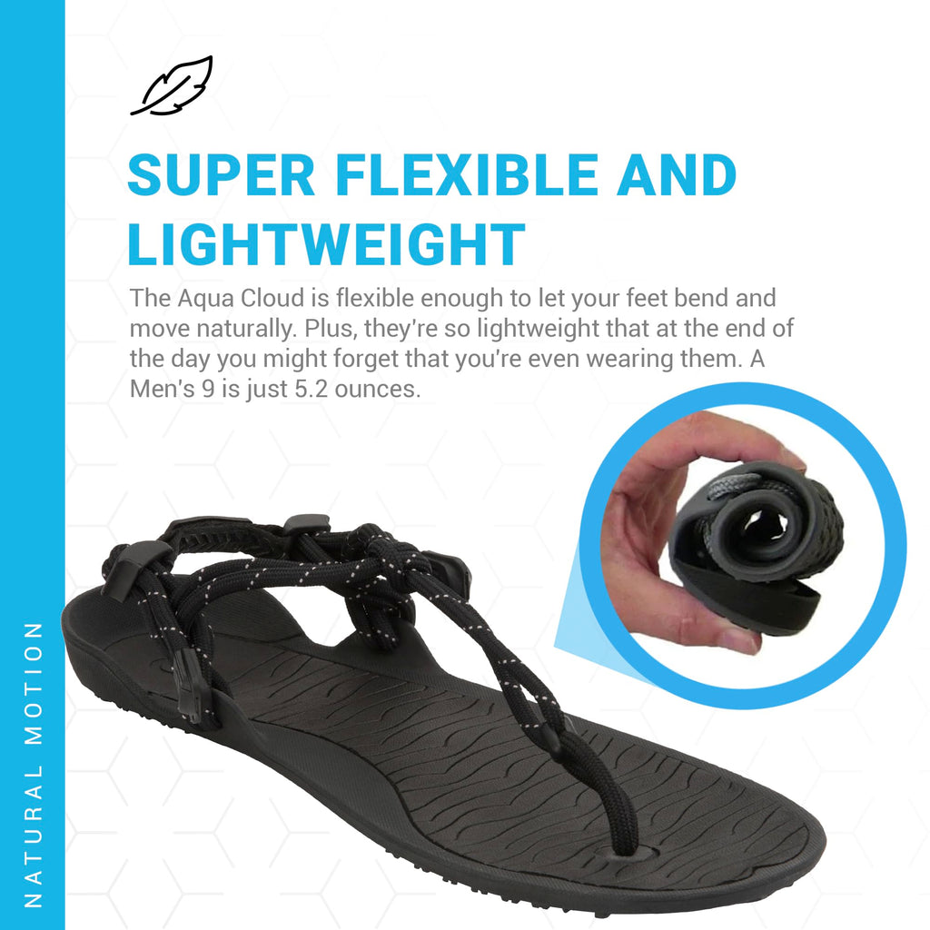 Xero Shoes Men's Aqua Cloud Barefoot Water Sandals, Black, 12