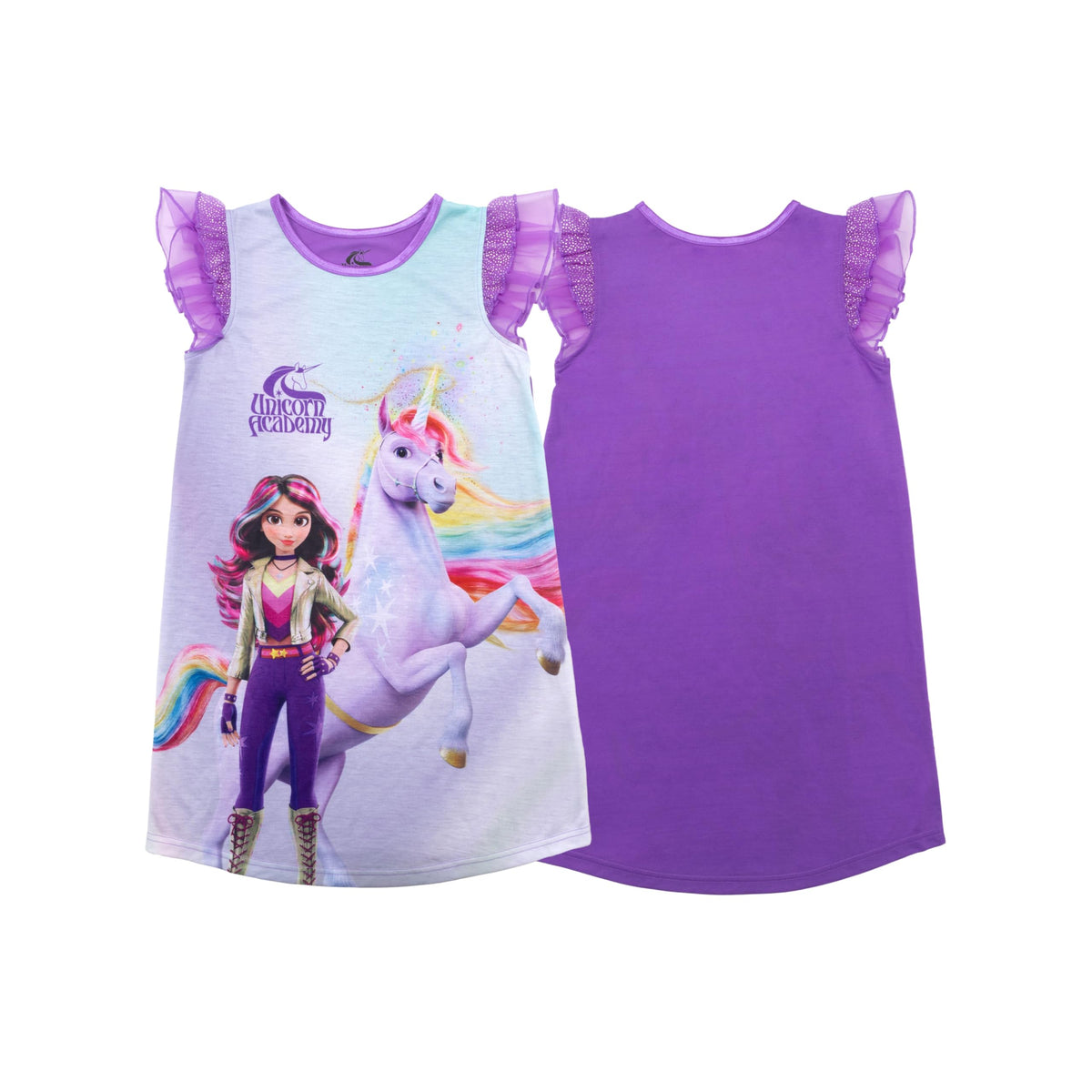 Unicorn Academy Girls Nightgown, Soft & Cute Pajamas for Kids, Unicorn Buddy, 4 4
