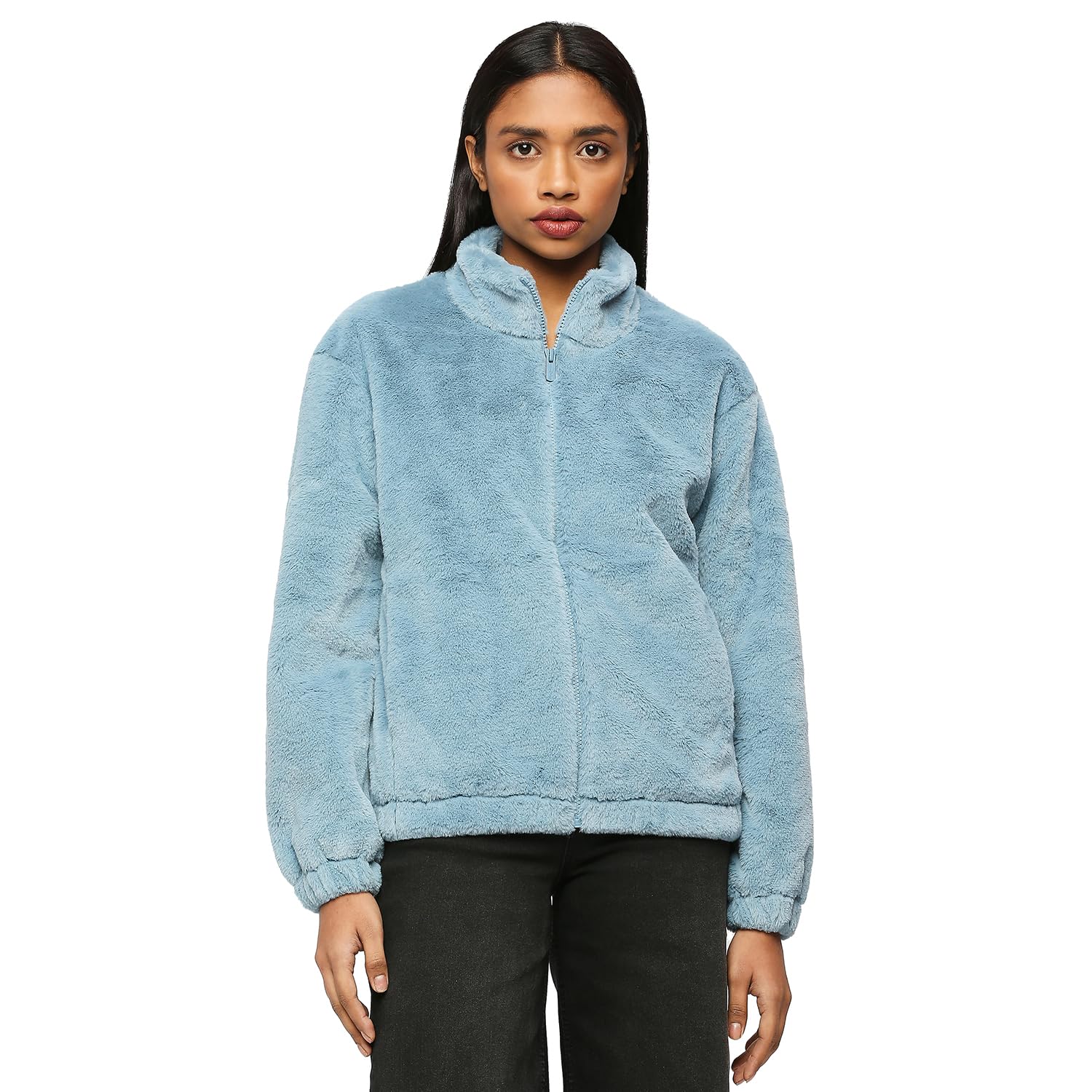 Pepe Jeans Blue Elasticated Fur Jacket