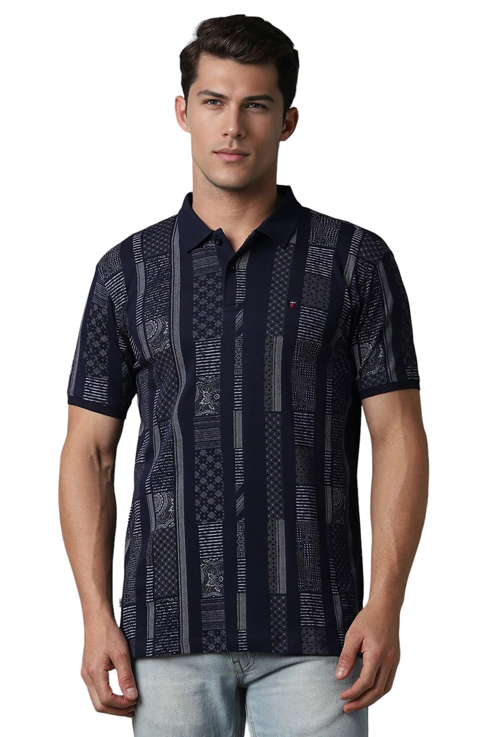 Louis Philippe Men Cotton Slim Fit T-Shirt (Lrkpcslf627616_Navy,X-Large)