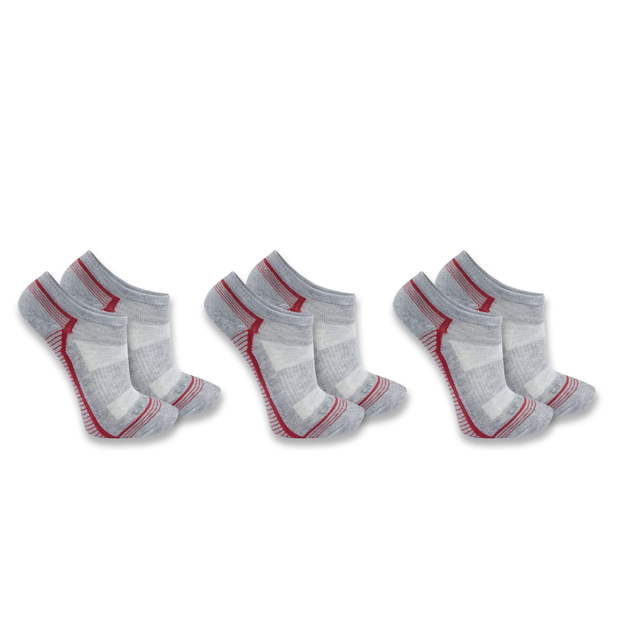 Carhartt Women's Force Midweight Low Cut Sock 3 Pack, Grey, Large