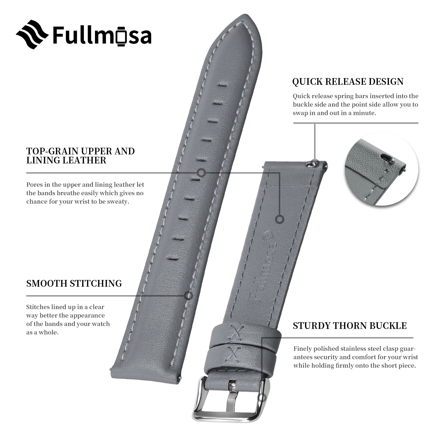 Fullmosa 22mm Leather Watch Bands Compatible with Samsung Galaxy Watch 46mm,Galaxy Watch 3 45mm,Gear S3 Frontier/Classic,Huawei