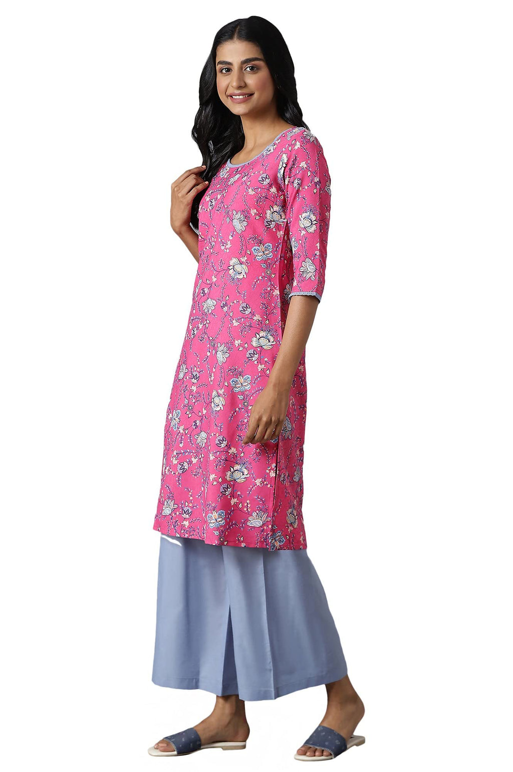 Aurelia Women'S Polyester Floral Regular Kurta & Palazzo